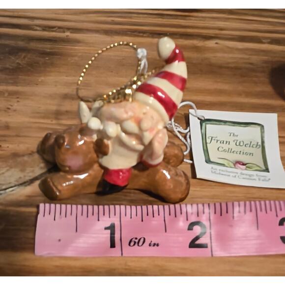 Midwest of Cannon Falls Santa Reindeer Christmas Ornaments Fran Welch Lot Of 4 - Picture 4 of 7